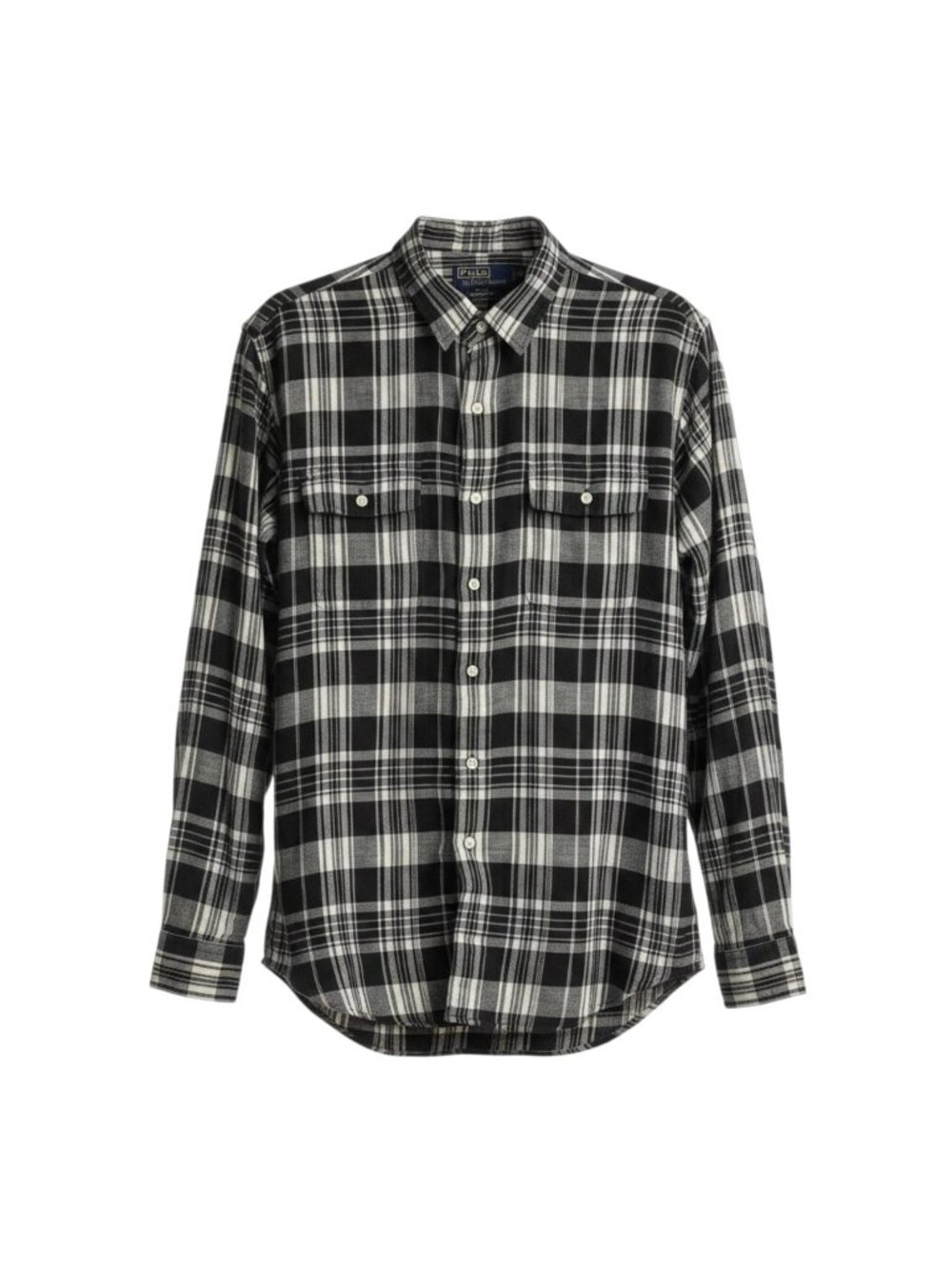 ​Polo Ralph Lauren XXL Mens Classic Fit Black White Plaid 100% Linen Shirt EUC